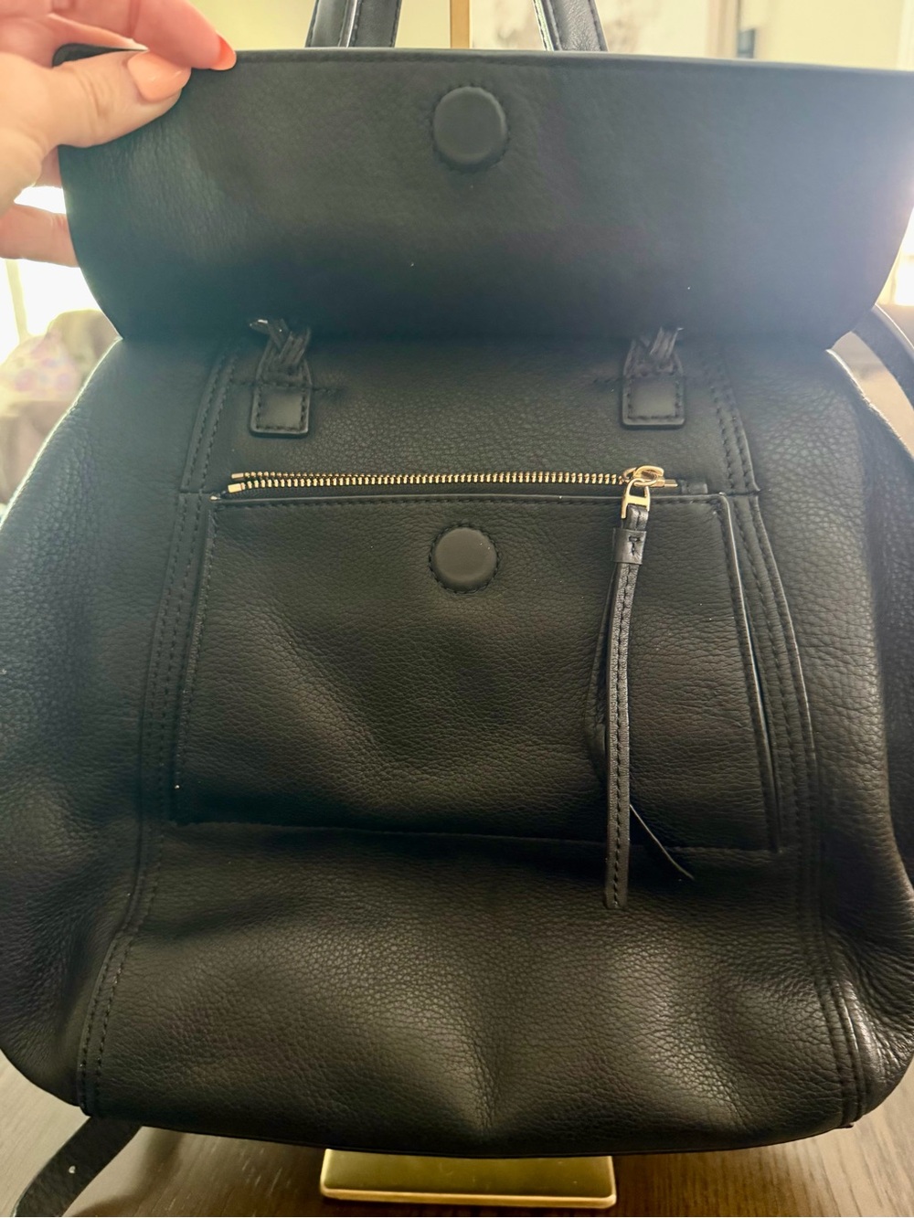 EUC Tory Burch Black Leather Halfmoon Satchel with Matching Wallet - Picture 2 of 16